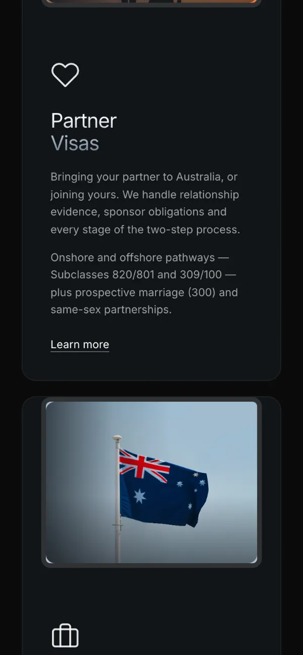 The Ahmed Migration website on a phone