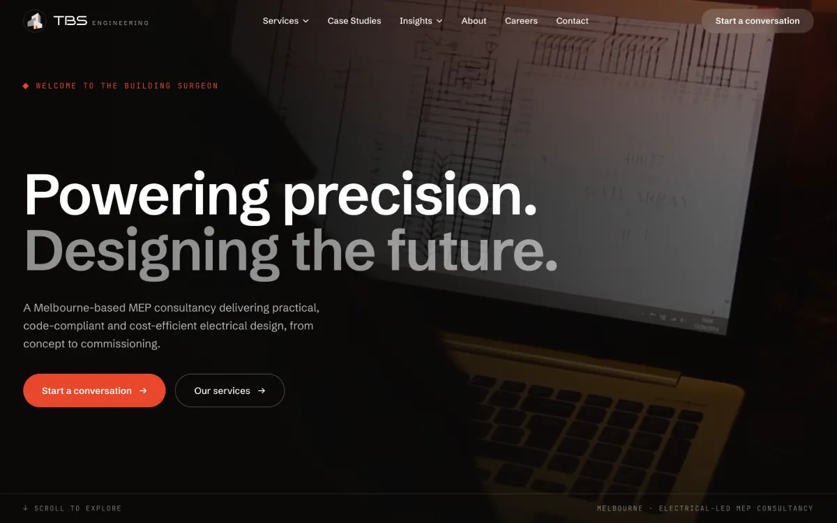 Homepage of the The Building Surgeons website