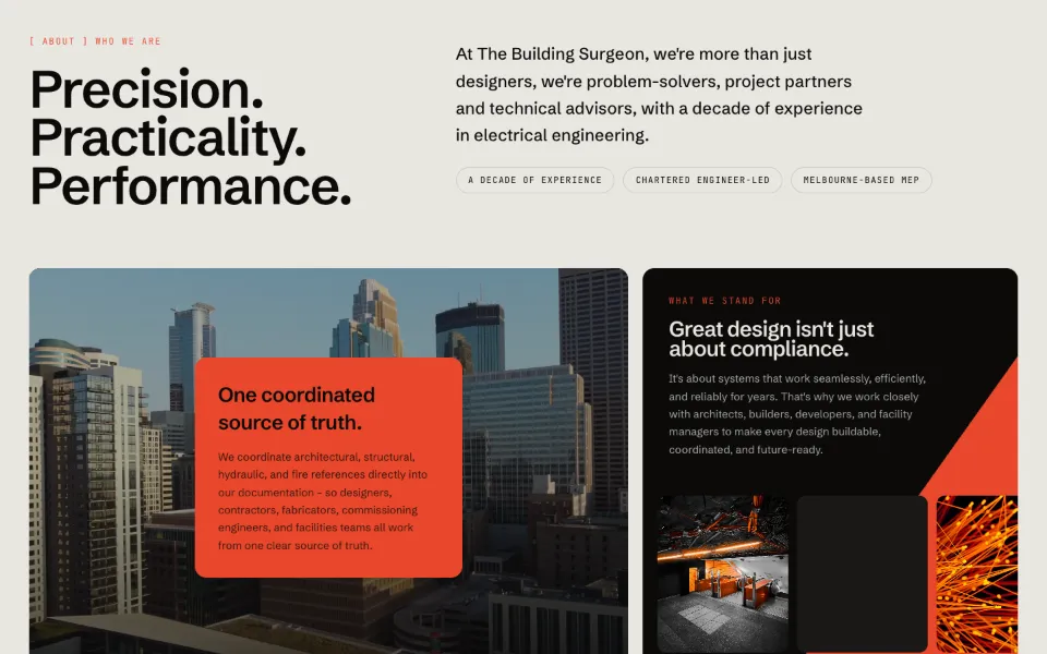 Another section of the The Building Surgeons website